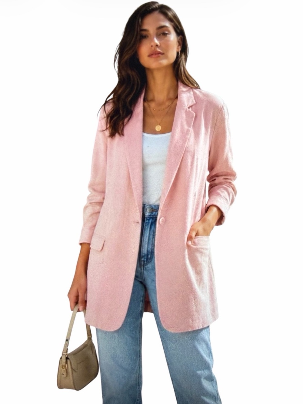 Philosophy Republic Clothing Soft Knit Pink Blazer